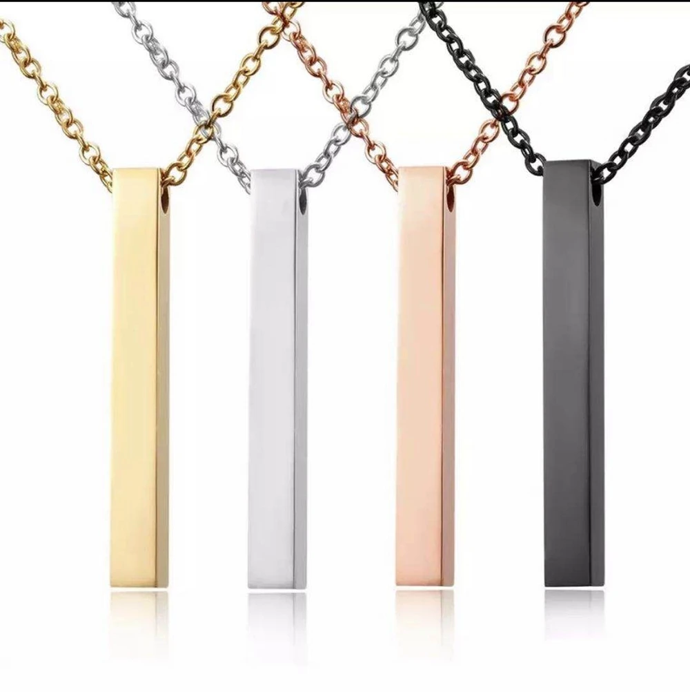 Personalized Names Bar Necklace for Women Engraved Custom Coordinates Date Text Pendant Chokers Stainless Steel Jewelry Gifts