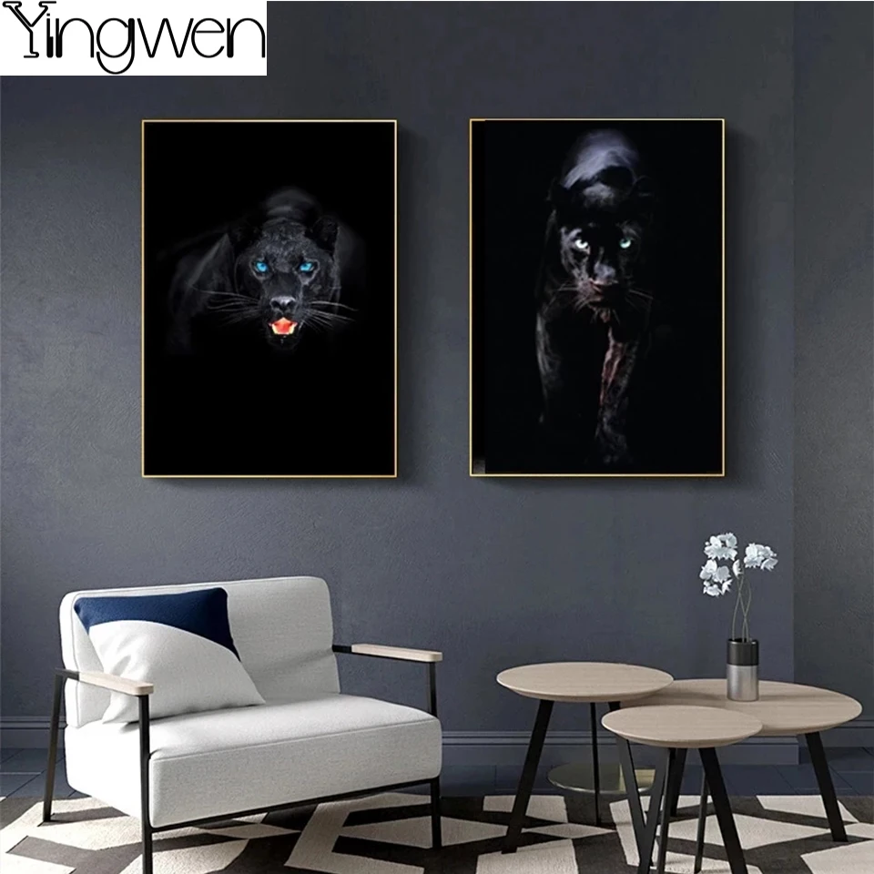 5D pittura diamante fai da te pantera nera diamante pieno ricamo mosaico Kit completo arte animale punto croce immagine decorazioni per la casa nuovo