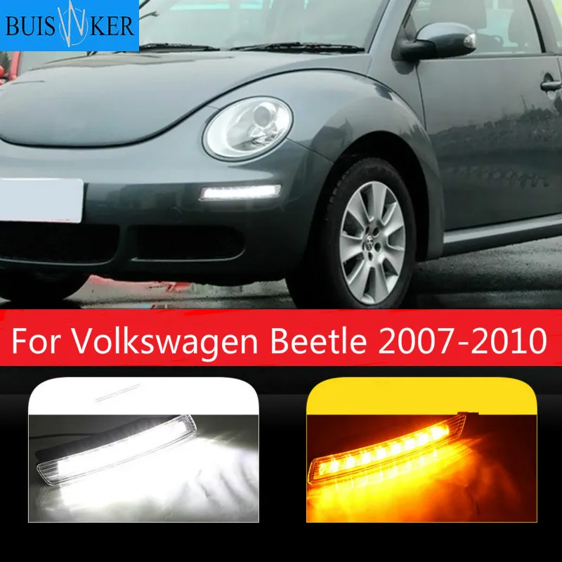 

For Vw Volkswagen Beetle 2007 2008 2009 2010 LED Daytime Running Lights Yellow Turning Signal Lights bumper fog lamp cover