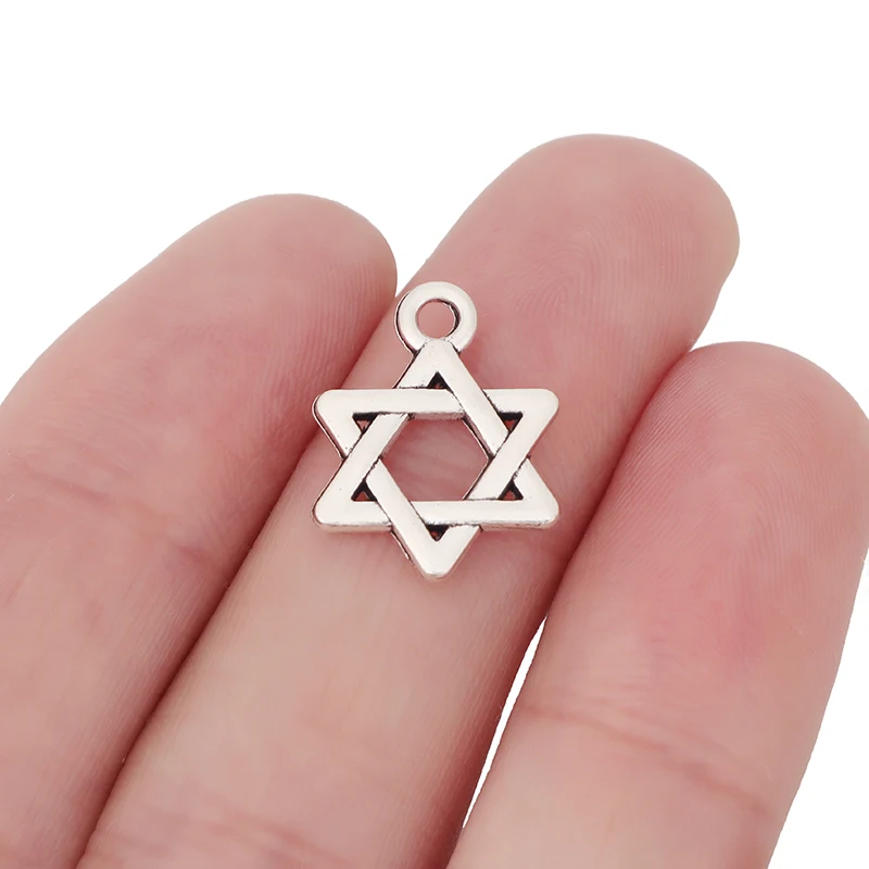 30 x Tibetan Silver/Gold Color Double Sided Star of David Charms Pendants Beads for DIY Earring Jewelry Making Accessories