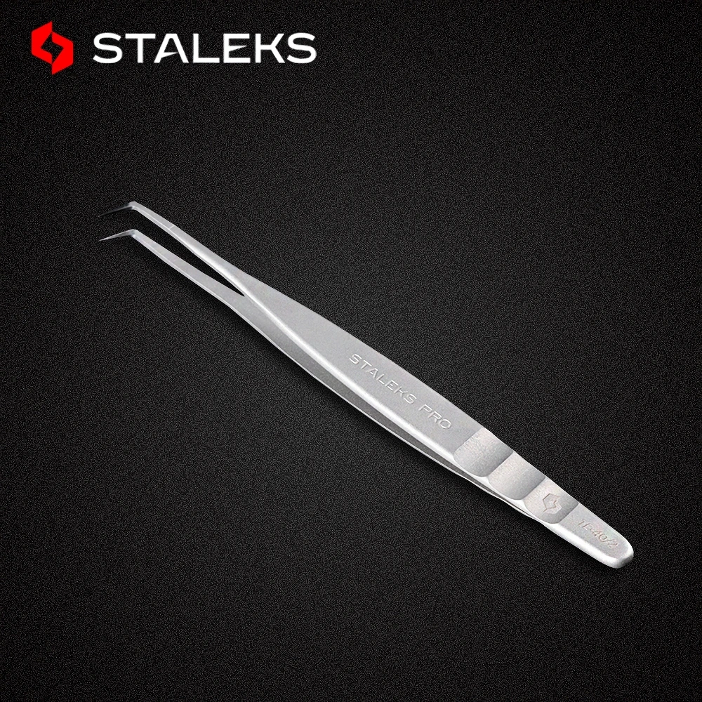 STALEKS PRO TE-40-2 Wave Pattern Embossing Tweezers Grafting Eyelashes Blooming ESD High Precise Hyper Fine AISI