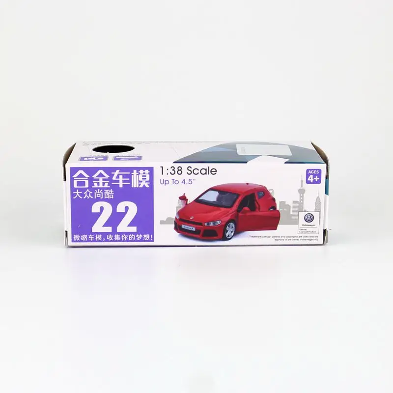 Diecast Metal Toy Model 1:38 Scale Volkswagen Scirocco R Car Pull Back Doors Openable Educational Collection Gift Kid Match Box