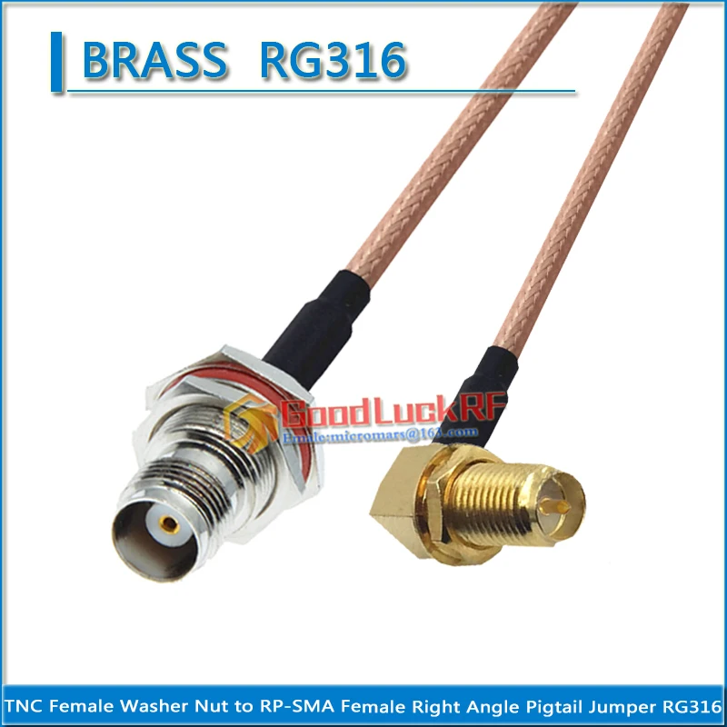 

TNC Female Washer Nut O-ring Bulkhead to RP-SMA RPSMA RP SMA Female Wahser Nut Right Angle Pigtail Jumper RG316 extend Coaxial