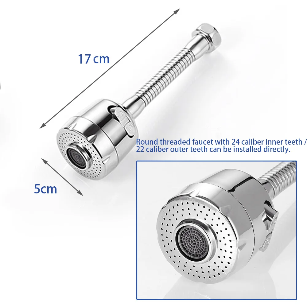 Kitchen Faucet Aerator Sink Tap 360 Degree Rotatable ABS Anti-Splash Sprayer Head Replacement 2 Modes