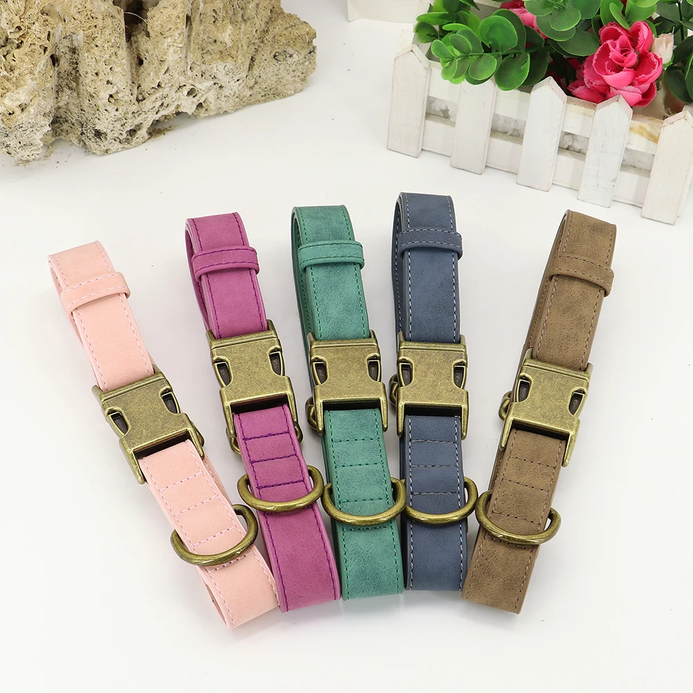 Personalized Dog ID Collar Customized Dogs Tag Collars With Metal Buckle Leather Padded for Small Medium Dogs Pitbull Buldog