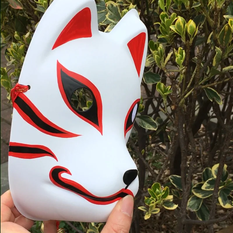 Hand Painted Updated Anbu Mask, Japanese Kitsune Fox Mask Full Face Thick PVC for Cosplay Costume