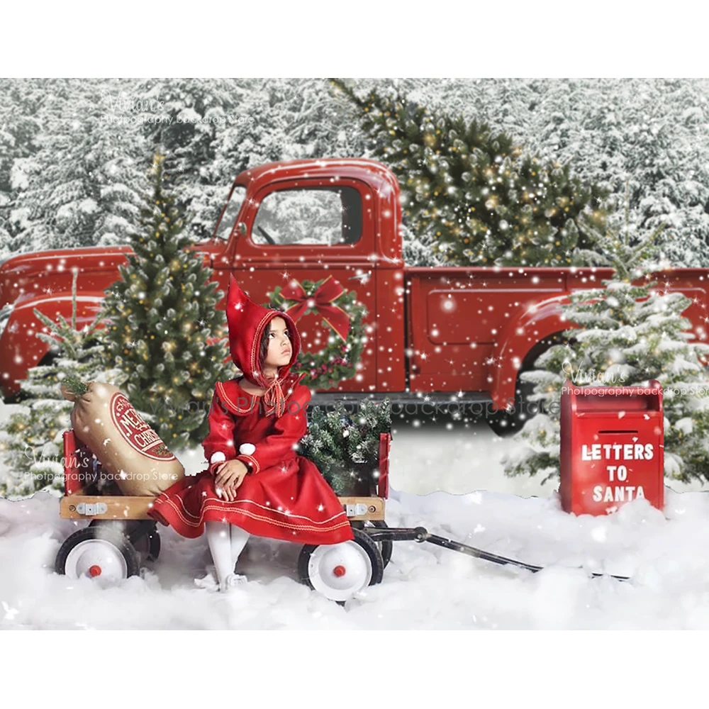 Tuyết Cảnh Xe Ô Tô Trẻ Em Chụp Ảnh Lưng Con Họ Chân Dung Đạo Cụ Đồ Chơi Mùa Đông Biểu Ngữ Nền 1st Sinh Nhật Photostudio