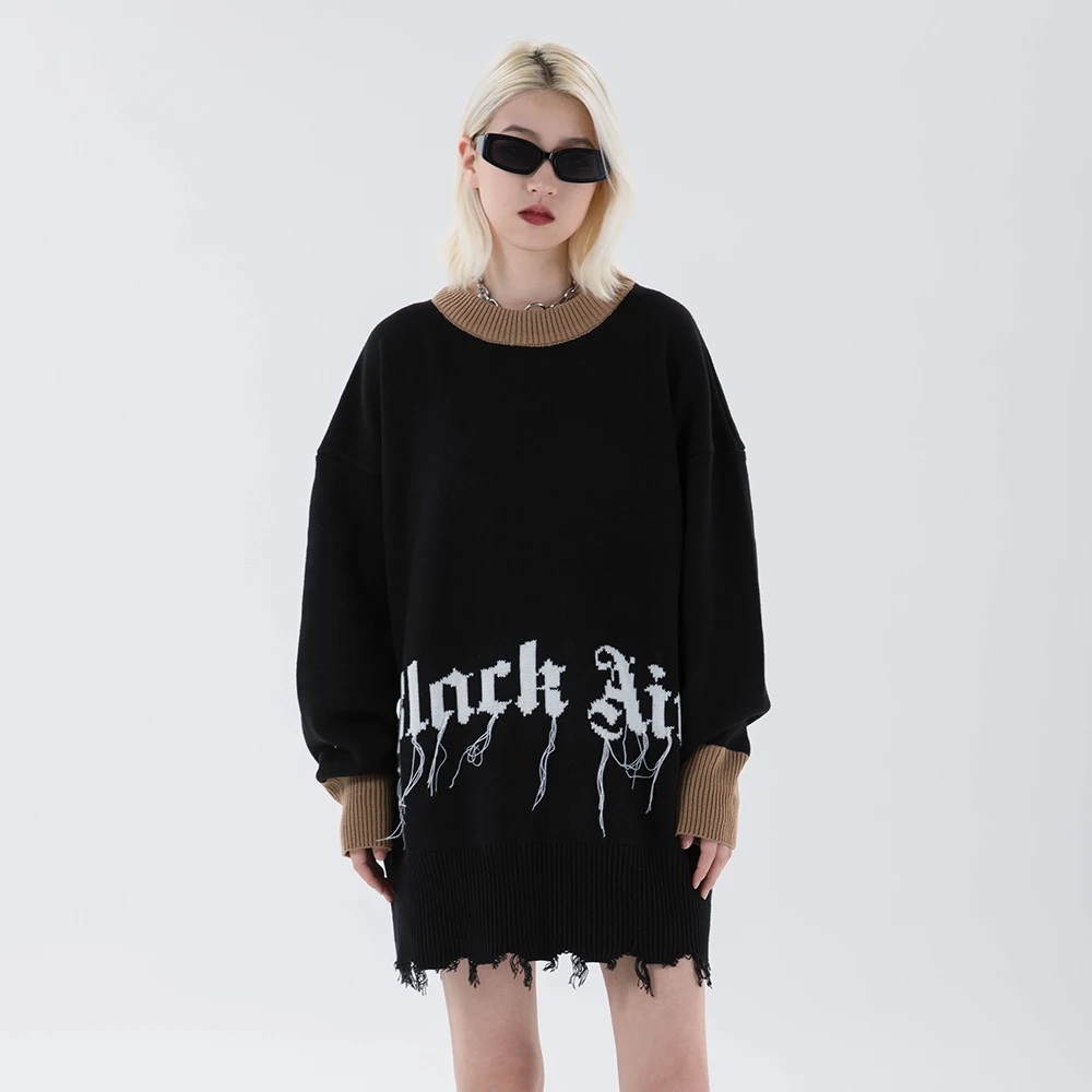 Gothic Designer Winter Clothes Women New Oversized Sweaters Long Sleeve Top Korean Fashion New Streetwear Trend Clothing