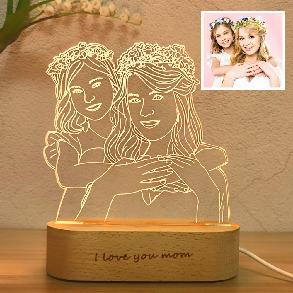 Foto personalizzata personalizzata Lampada 3D Testo Camera da letto personalizzata Luce notturna Matrimonio Anniversario Compleanno Regalo per la festa del papà della mamma