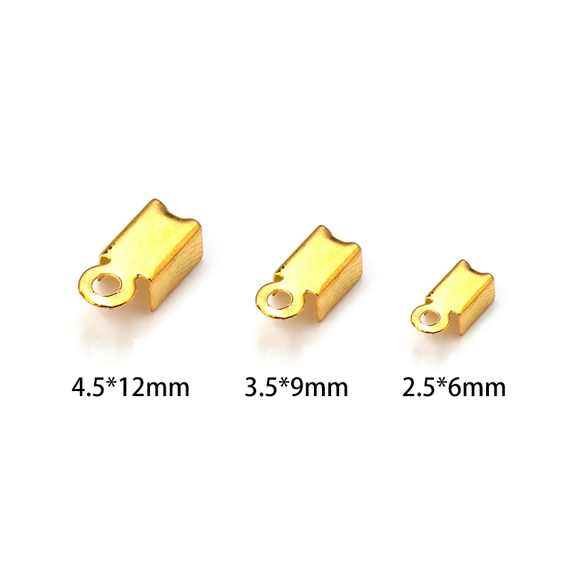 200 teile/los Quetschperlen Cove Verschlüsse Schnur Endkappen String Band Leder Clip Foldover Für Schmuck Machen DIY Halskette Anschlüsse – Detail 2