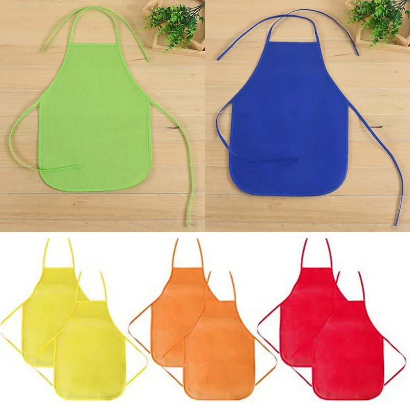 Children Front Pocket Bib Apron Kid Boys Girls Apron Kitchen Child Craft Toddler Clean Waterproof Non-Woven Fabric Aprons