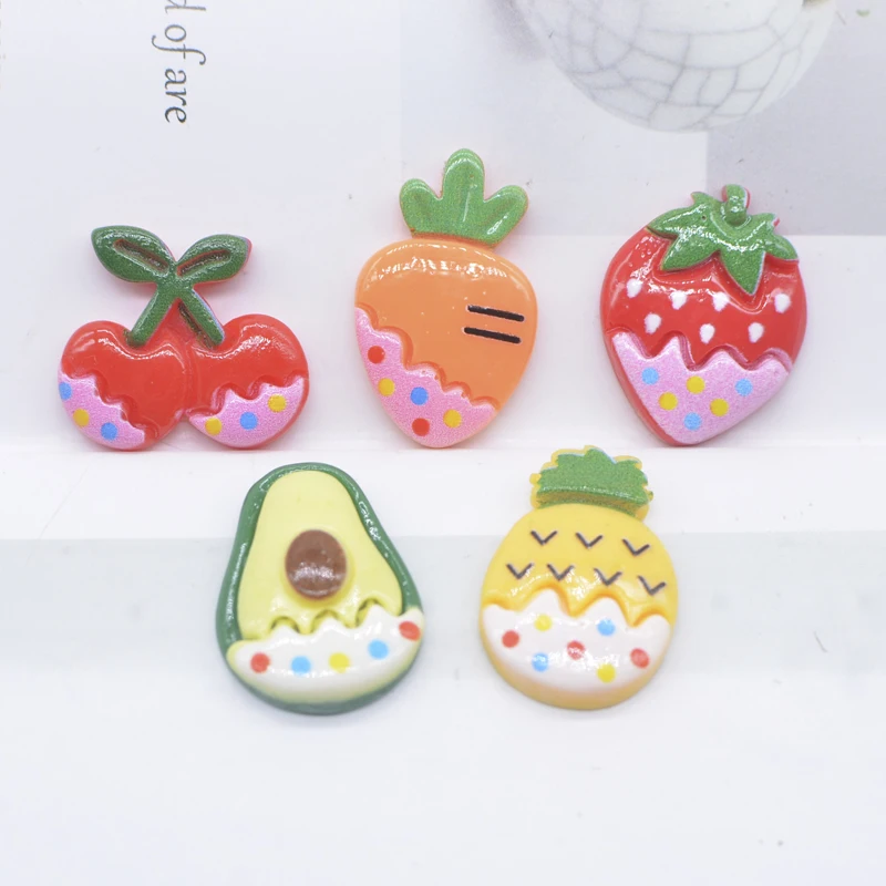 10Pcs Kawaii Fruit Cherry Resin Miniature Food Art Supply Flatback Cabochon for DIY Headwear Hair Band Bow Center Scrapbooking