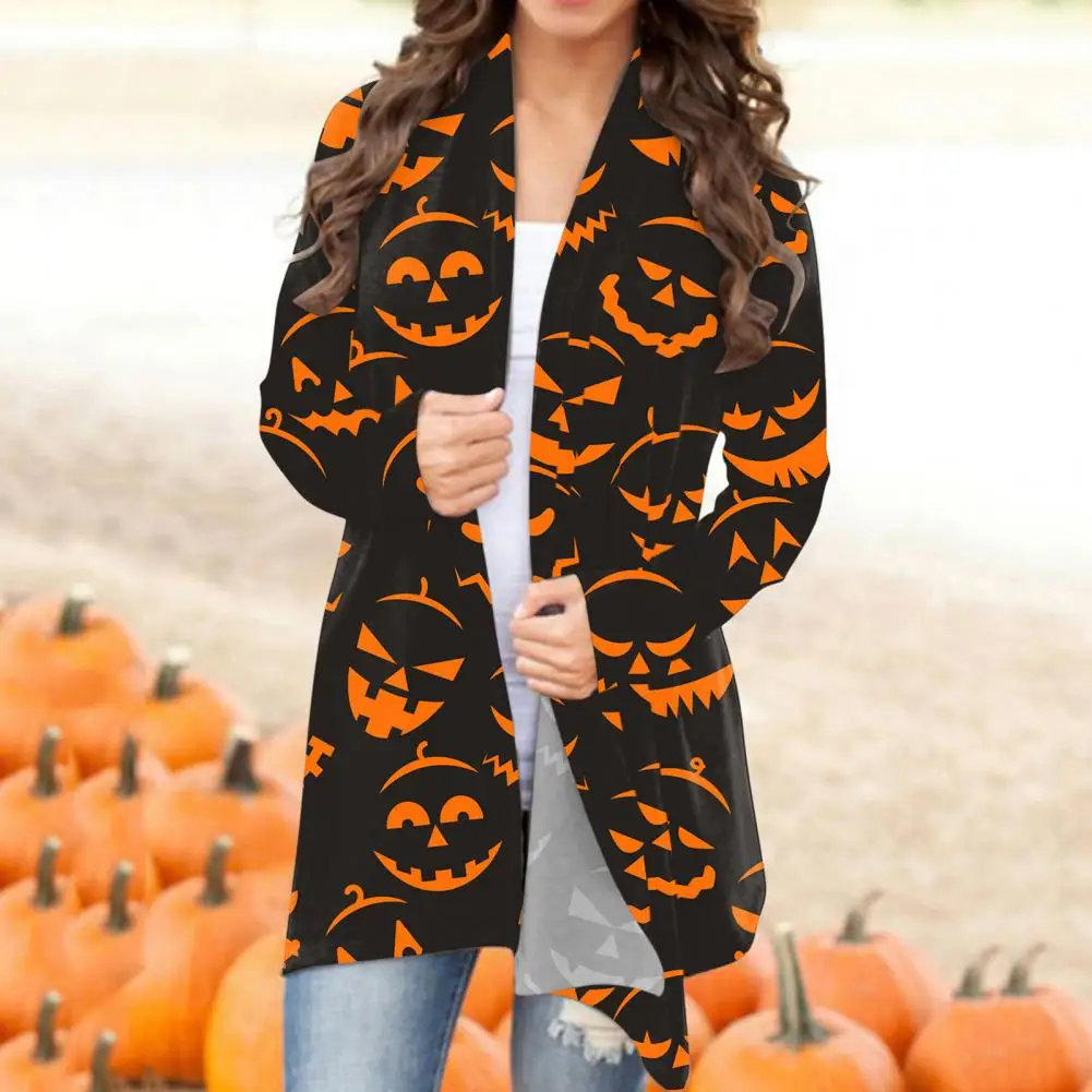 

Skin-friendly Long Cardigan Long Sleeve Halloween Coat for Going Out