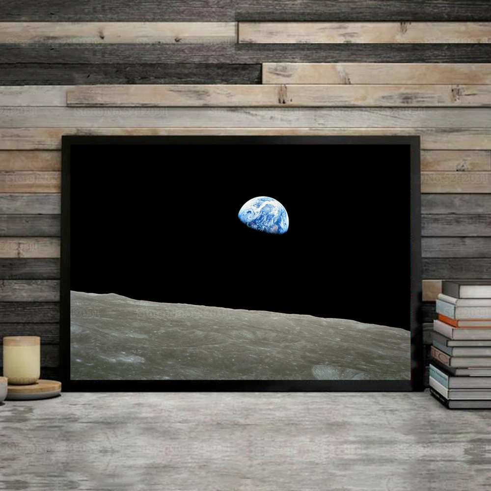 Apollo 8 December 24 1968 Earthrise Poster Classic Space Photo Canvas Painting Wall Art Decor