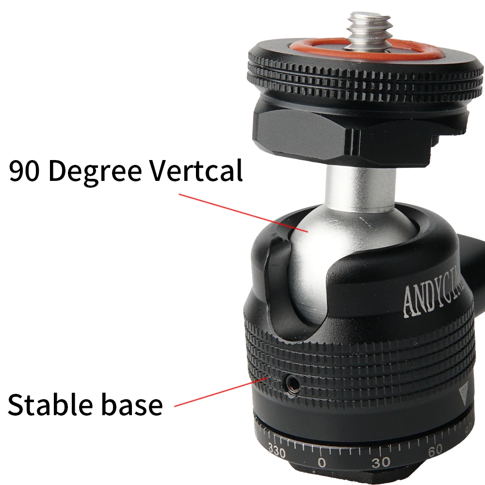 Мини-шаровая Головка, вращающаяся на 360 °, с винтом 1/4 для крепления типа горячий башмак на 90 ° по вертикали Наклонный адаптер, для камеры DSLR