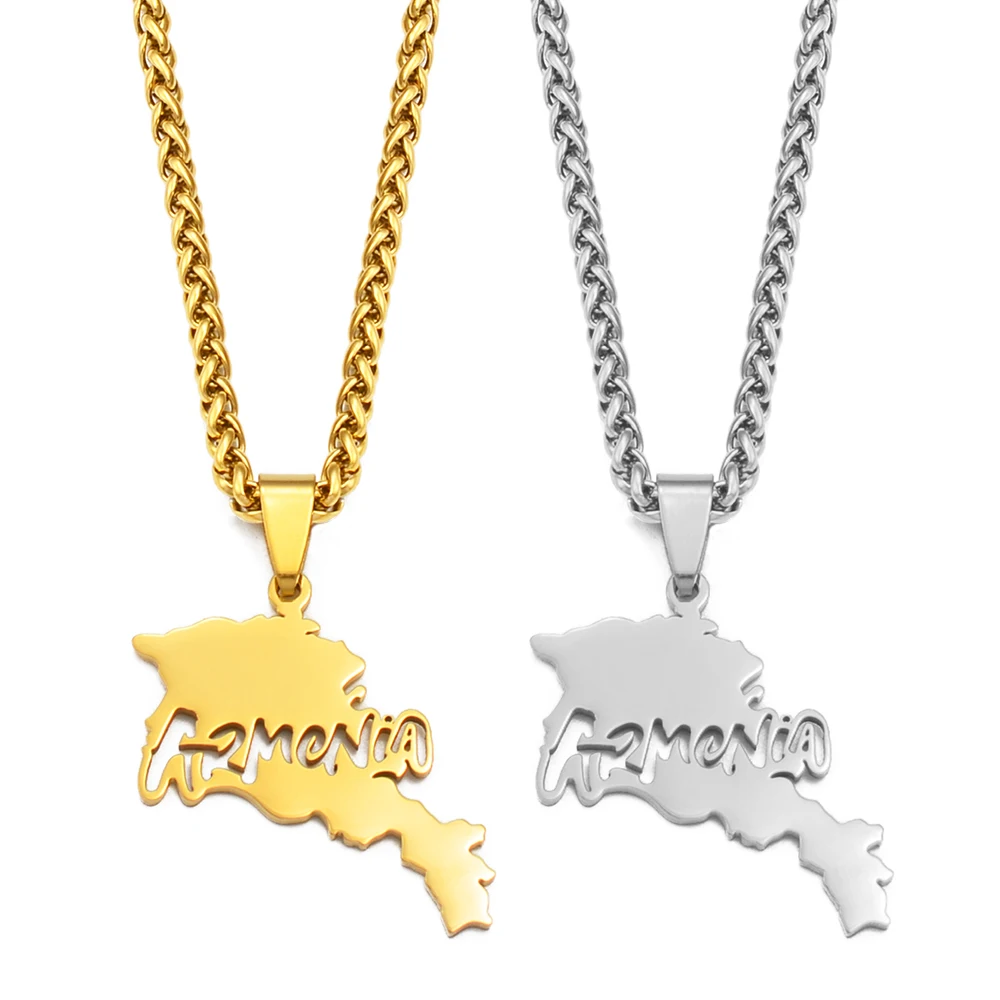 Anniyo Armenia Map Pendant Necklaces Armenians Maps Gold Color Silver Color Jewelry Girls New Design  #268321