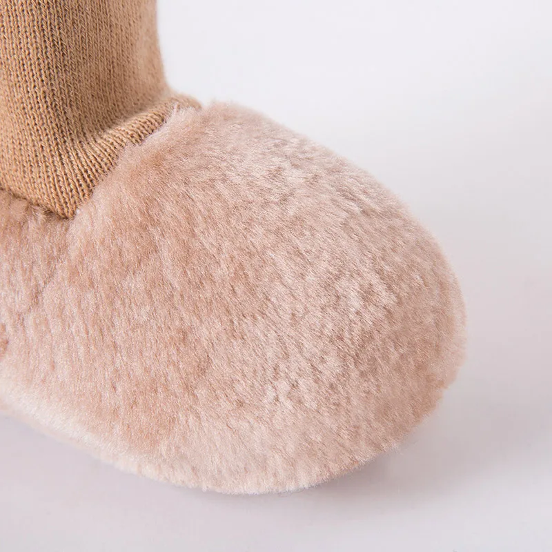 Echt Leer Baby Schoenen Laarzen Zuigelingen Warm Winter Schoenen Bont Wol Meisjes Baby Booties Schapenvacht Jongen Baby Schoenen