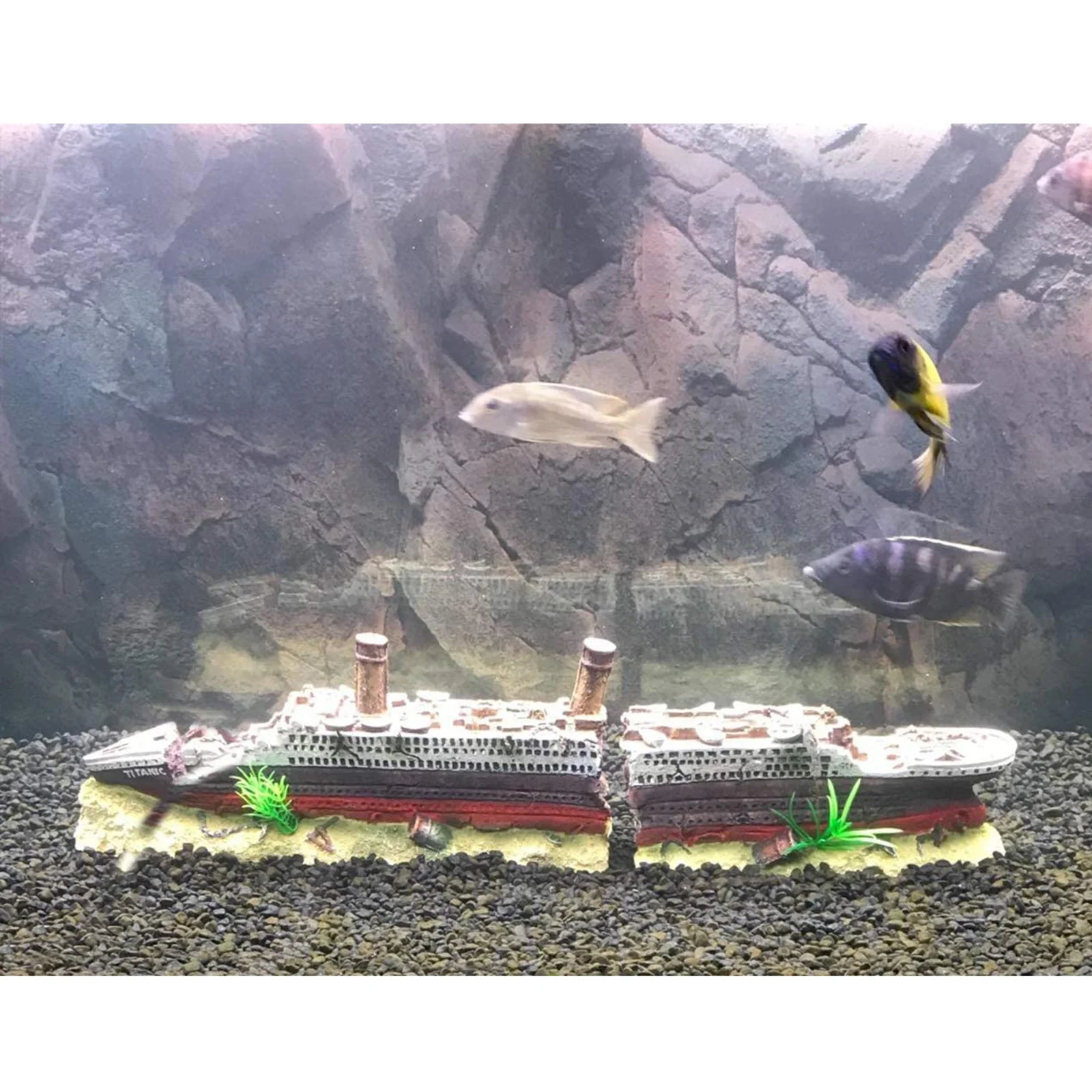 Aquarium Fish Tank Decoration Resin Shipwreck Ornament Fish Hiding Cave Shelter for Fish Tank Decors Tabletop Micro Landscape