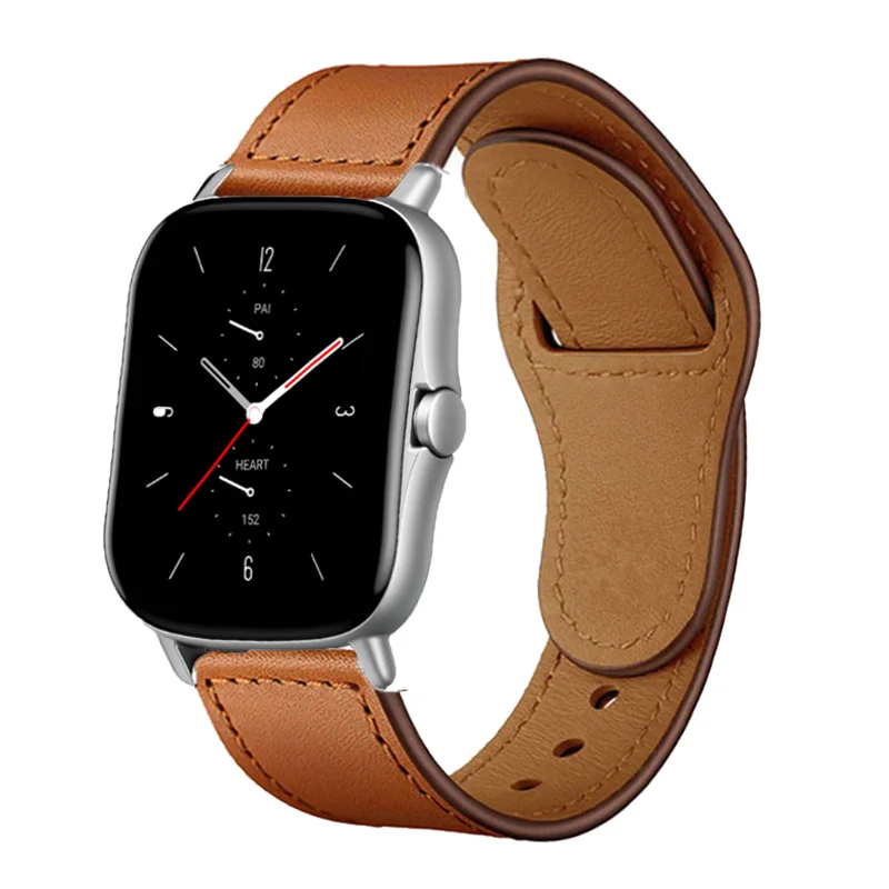 20mm 22mm Leather Band For Amazfit GTS 4/2/2e/3 GTS2 Mini/GTR 42mm/47mm GTR 4/2/3/Pro/stratos 3 Bracelet Amazfit bip/pace Straps image 5