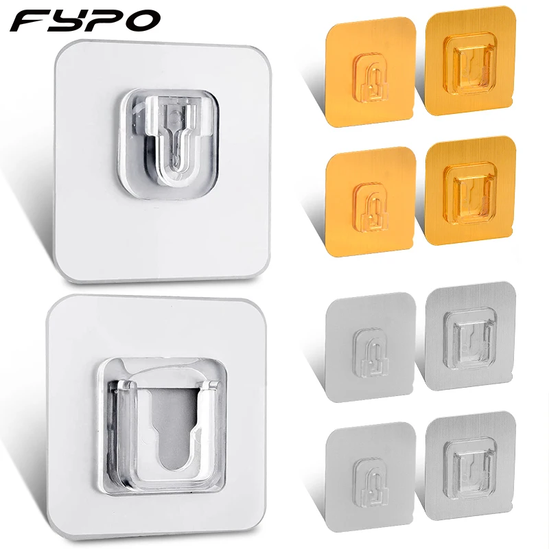 5/10 Pairs Double-Sided Adhesive Wall Hooks, Waterproof and Oilproof Reusable Seamless Hooks Without Punching