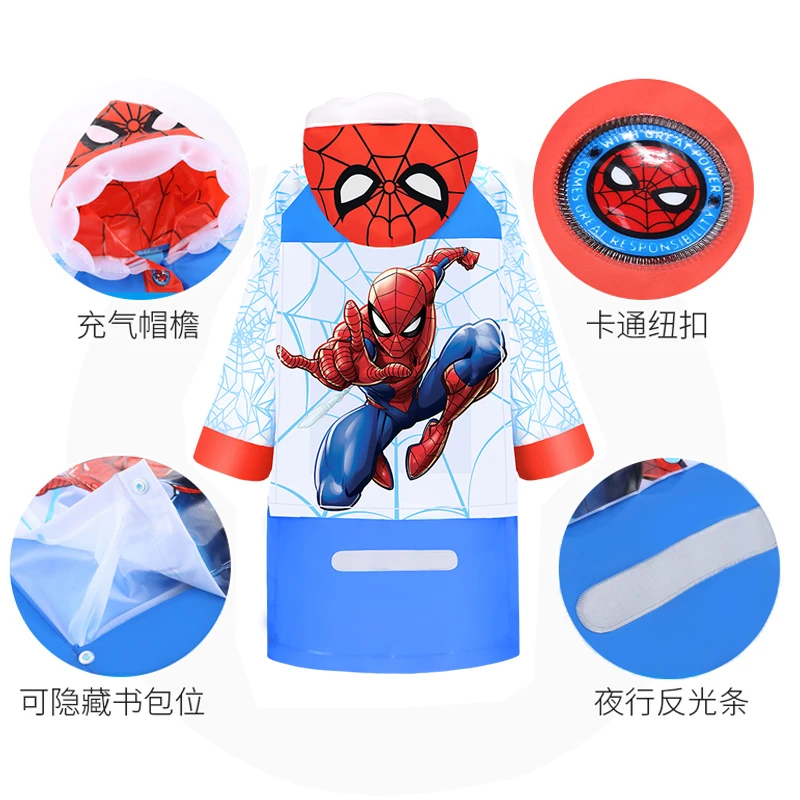 Dziecięcy płaszcz przeciwdeszczowy Disney chłopiec Spider-Man z tornnikiem bit przedszkole dziecko studenckie poncho Kapitan Ameryka mickey płaszcz