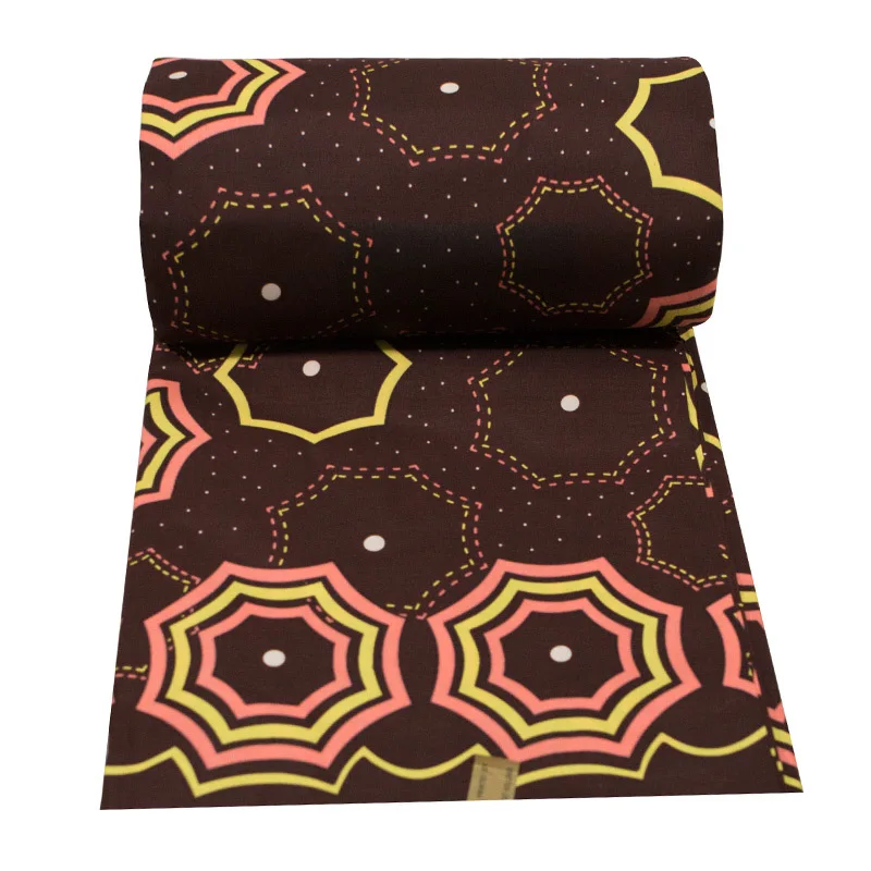 African Veritable Real Wax 6 Yards/lot Brown Pattern Printed Fabric 2019 Fashion Design African Fabric