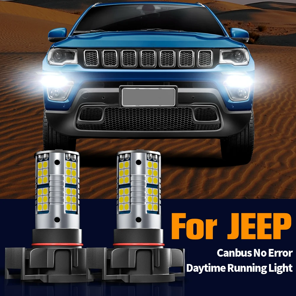 

2pcs LED Daytime Running Light DRL Bulb Lamp Canbus No Error PSX24W 2504 For Jeep Compass 2017 2018 2019 2020 2021