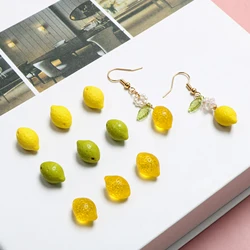 Czech imported glass fruit fresh yellow green lemon  pendant DIY handmade jewelry earrings accessory material