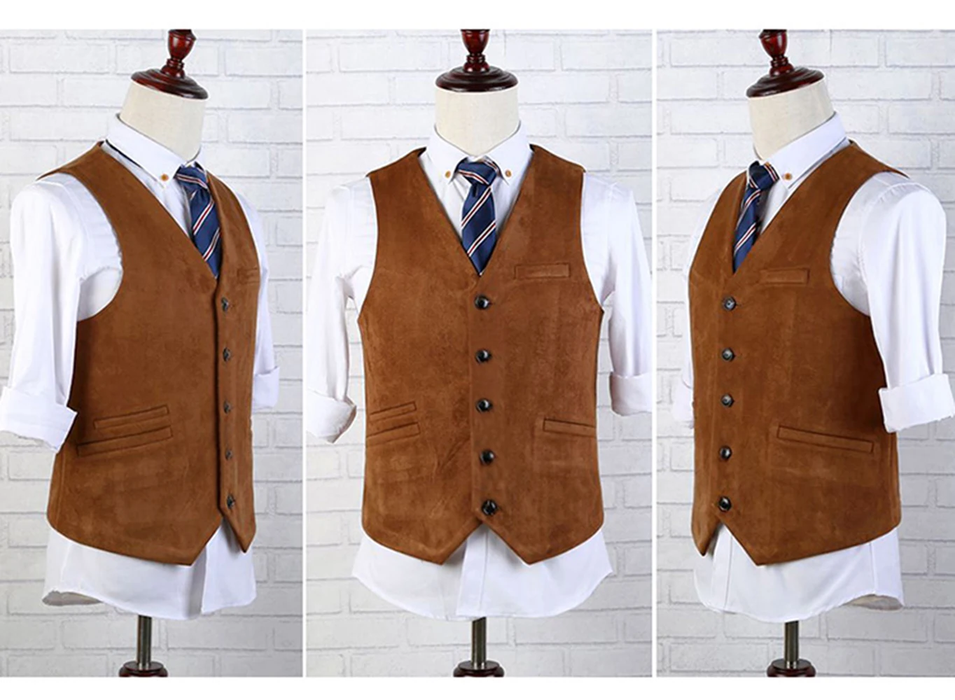 Men\'s Deerskin Velvet Suit Vest Best Man Wedding Clothing Jacket Victorian Style Steampunk Casual Business Vest