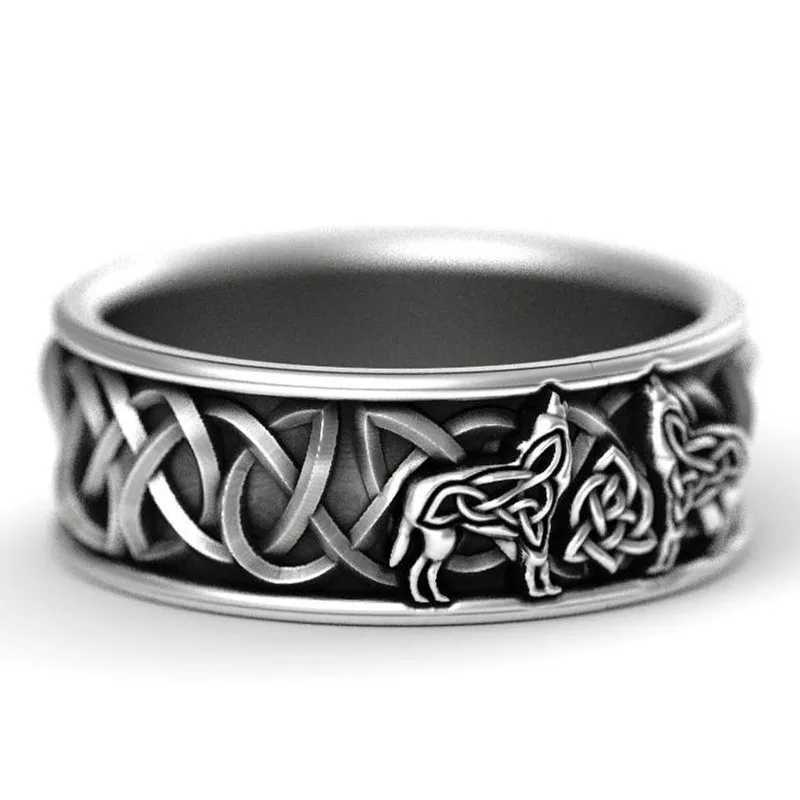 Northern European Mythology Wolf Finriel Defense Totem Amulet Hip-hop Wolf Ring Man Vintage Jewelry