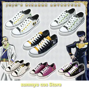 Brdwn Jojos Bizarre Adventure Golden Wind Giorno Giovanna Bruno Bucciarati Kira Yoshikage Flat Casual Canvas Shoes Shoes AliExpress
