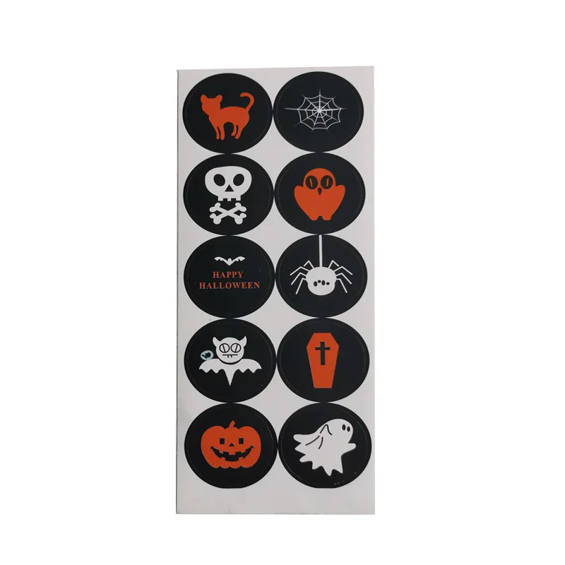 100pcs Halloween Stickers Pumpkin Cartoon Adhesive Label Stickers DIY Biscuit Gift Baking Small Business Packaging Stickers