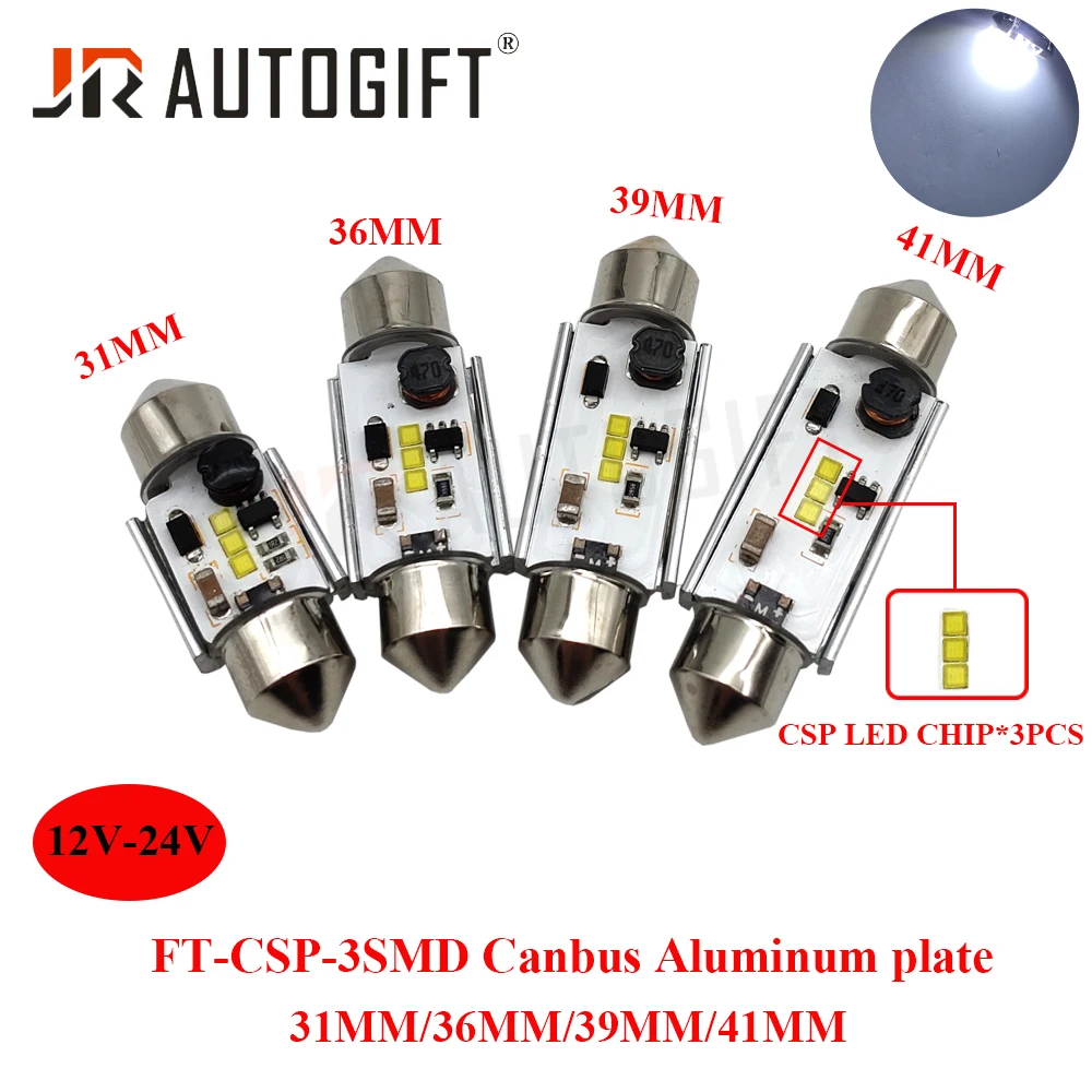 Wholesale 1000PCS Canbus 12V-24V Festoon 31/36/39/41MM C5W CSP Chip 3SMD Car license plate Interior Dome lamp Reading Bulb