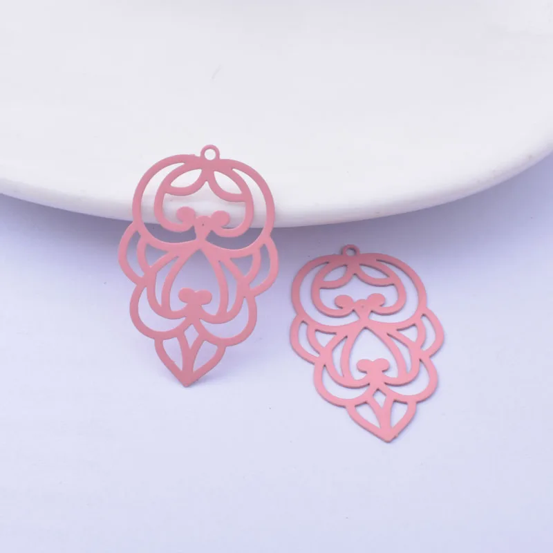 30 Stück AC12445 30*20mm Messing Bemalte Blumen-Ausstanzanhänger DIY Schmuck Ohrring-Zubehör – Detail 10