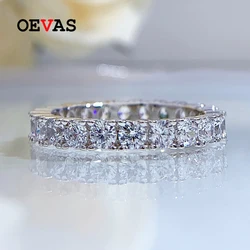 OEVAS 100% 925 Sterling Silver Full Square High Carbon Diamond Rings For Women Sparkling Wedding Party Fine Jewelry Wholesale