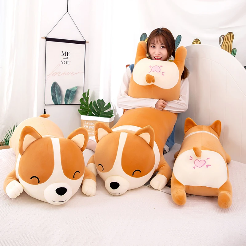 60-120cm Giant Cartoon Lying Plush Puppy Stuffed Toys Cute Shiba Inu Dog Doll Soft Animal Pillow Cushion Children Birthday Gift