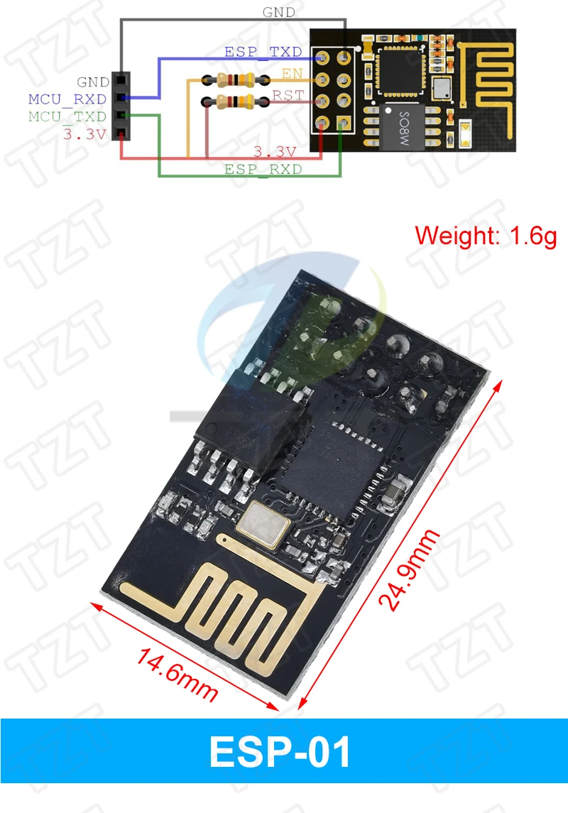 ESP8266 ESP-01 ESP-01S ESP-07 ESP-12E ESP-12F ESP-32 ESP-32S Serielles WLAN-Modul Drahtloser Transceiver 2,4G für Arduino – Detail 2
