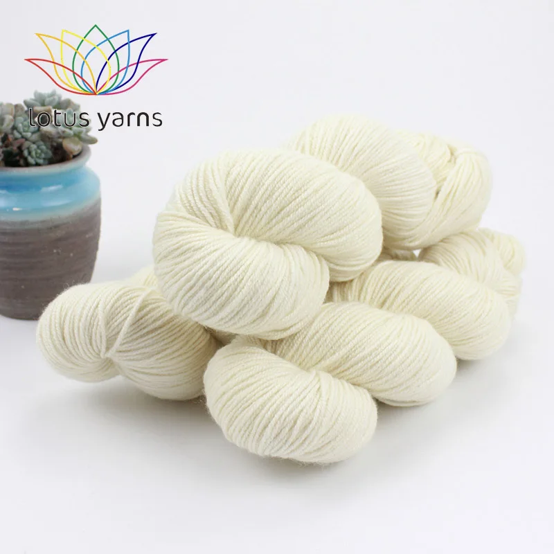 100g Hank Merino Cashmere Blended Yarn Undyed Hand Knitting Crochet Aran Weight Natural White