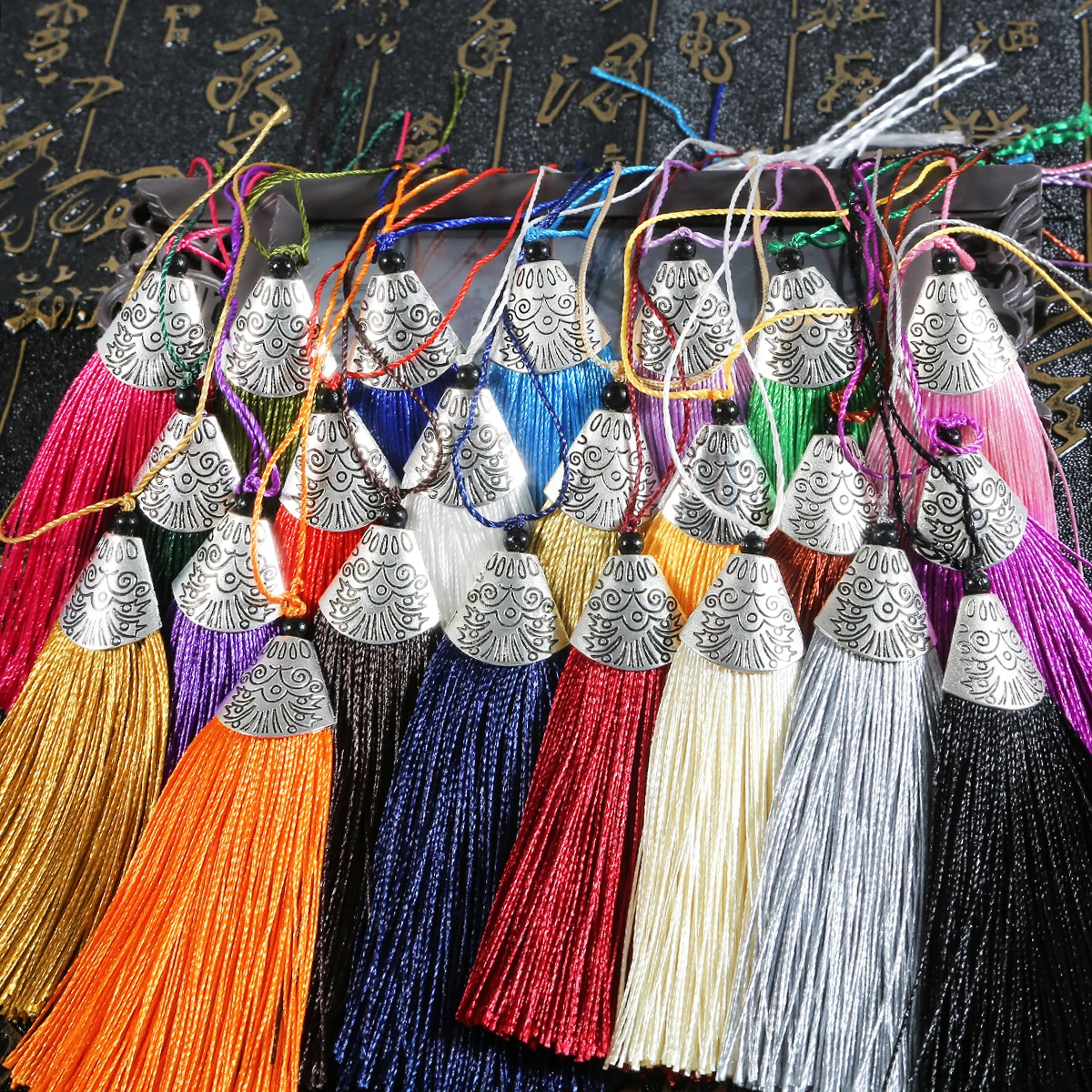 1pcs 8cm High Quality Polyester Silk Tassel Fish Mouth Cap Short Tassel For DIY Crafts Decoration Jewelry Accessories