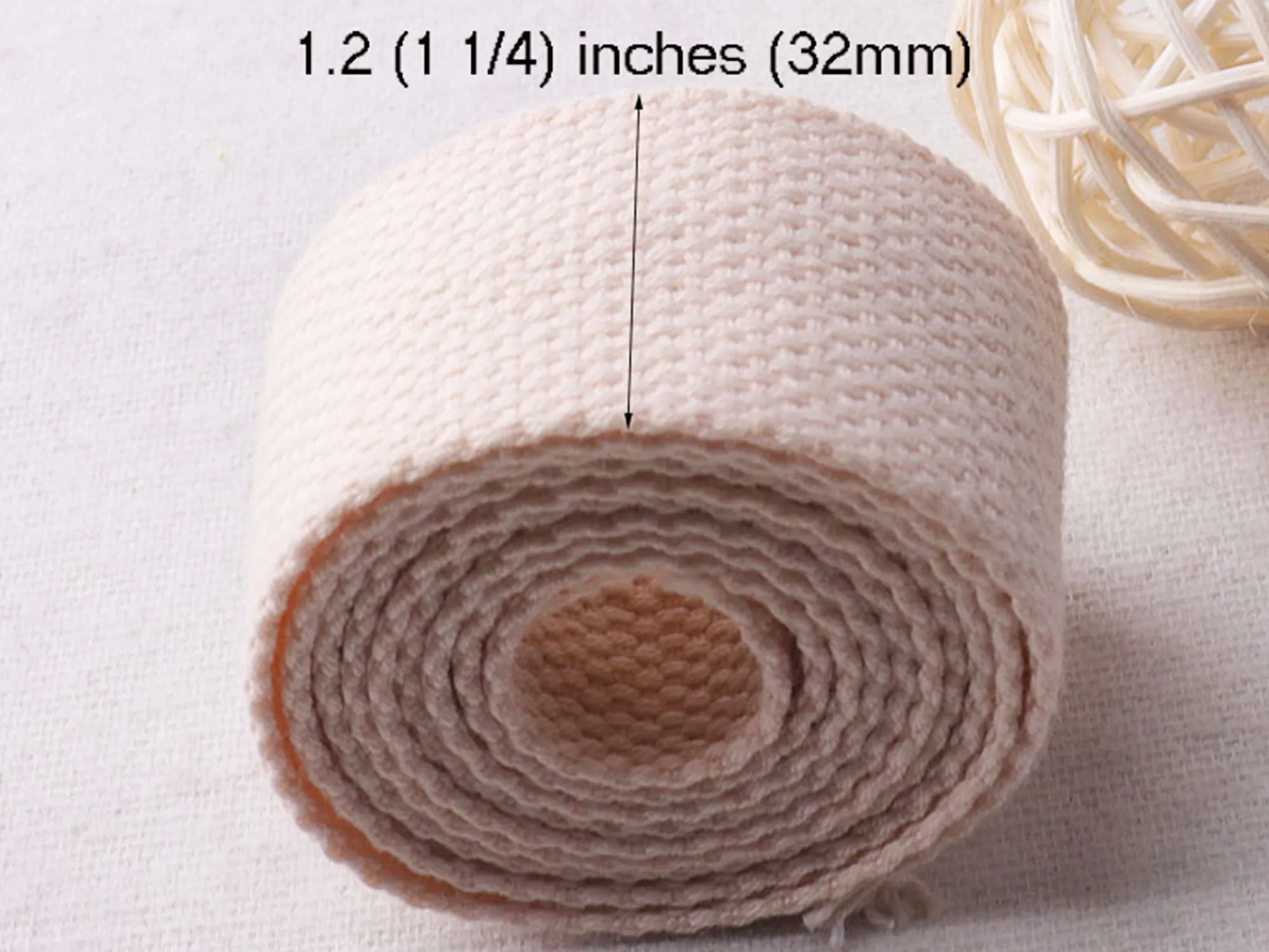 32 mm Eggshell Yellow Cotton Webbing,great for Strap Tape Handbag Bag Purse Strap Belt Upholstery Webbing Leash Supplies