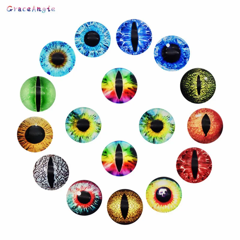 10-50 Stuks Glazen Ogen Cabochons Ronde 6Mm-30Mm Ronde Dome Dragon Eye Dier Eye Voor craf Diy Sieraden Accessoire Mix Leerling Eye Cameo