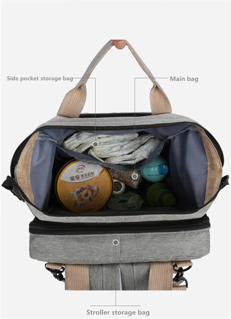 Bolsa de maternidad de gran capacidad, bolsas para pañales impermeables para bebé, bolsas para cama, bolso para el cuidado del bebé, bolsa para