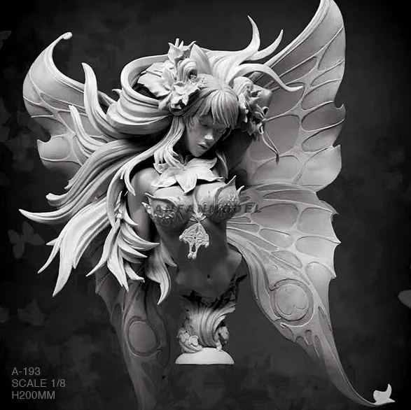 1/8 Resin Bust Figure Kits Butterfly fairy Model Self-assembled A-193