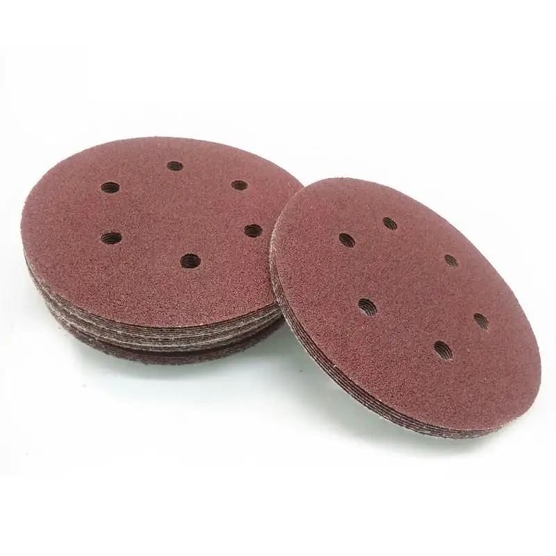 10 Buah 5 Inci 125Mm Bulat Amplas Enam Lubang Disk Pasir Lembar Pasir Grit 40-800 Hook And Loop Pengamplasan Disk Poles Lembar