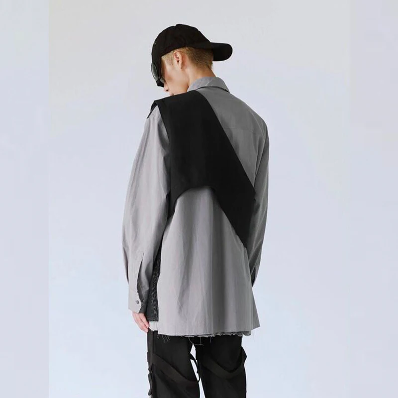 New Harajuku Rock One Shoulder Buckle Cool Vest for Men Women Streetwear Tactical Light Detachable Vest Accessory Black