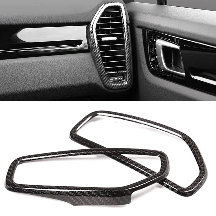 

2Pcs Geniune Carbon Fiber Dashboard Air Outlet Vent Trim Side Decal Frame Sticker Fit For Porsche Cayenne 2018 2019 2020-2023