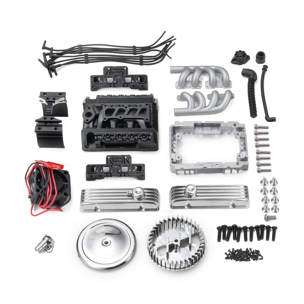 YEAHRUN-ventilador de refrigeración clásico V8 F82, radiador de Motor eléctrico simulado para TRX-4 SCX10 D90 1/10 RC Crawler, pieza de actualización de coche