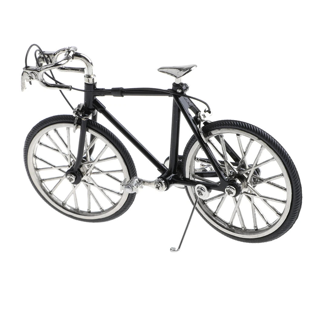 Mini bicicleta de juguete, modelo de aleación fundido a presión, Color negro, simulación de carretera, escala 1:16