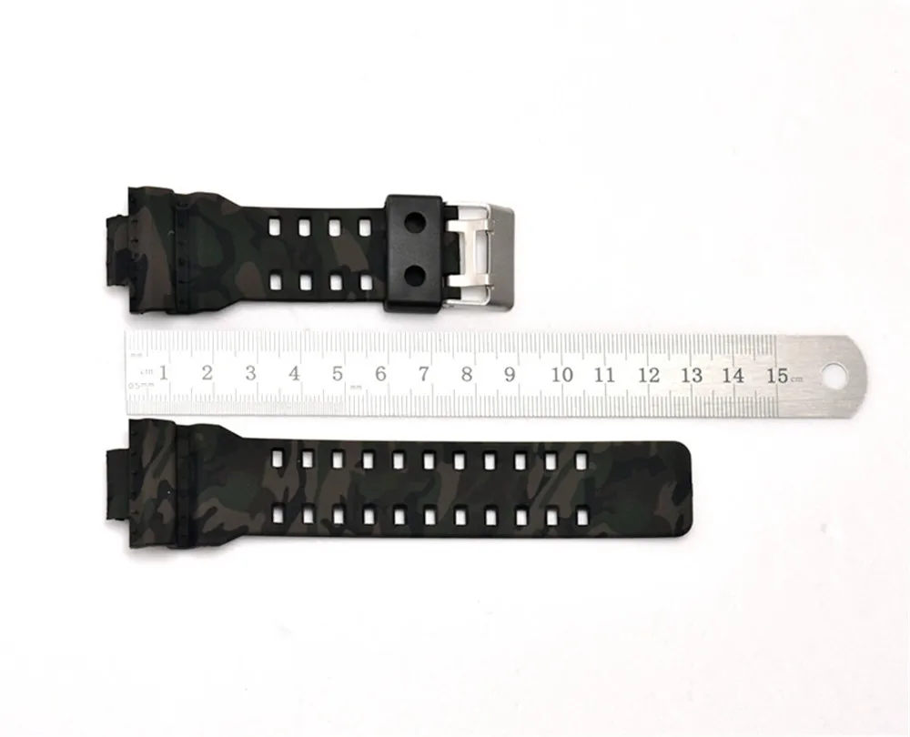 Watch Band for Casio G-Shock GA-100/110/120 150 200 400 700 GD-100/110/120 G-8900 GLS-100 Men Camouflage Silicone Strap 16mm