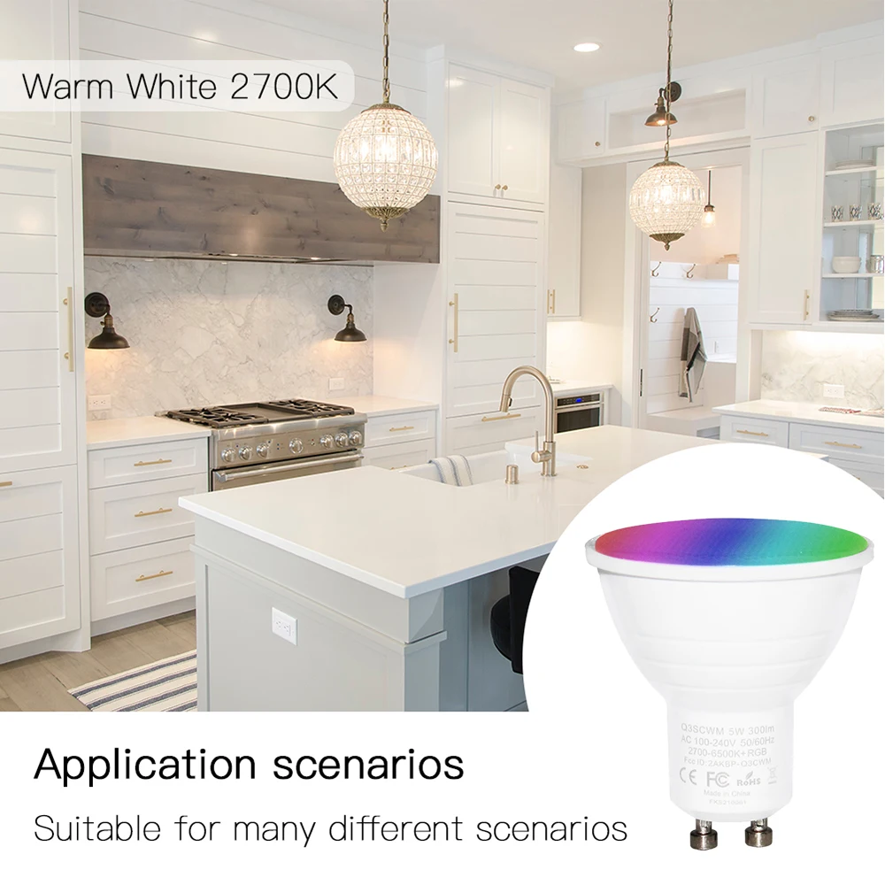 Lampadine a LED intelligenti FrankEver Tuya WIFI MR16 GU10 5W RGBCW sincronizzazione cambia colore dimmerabile con musica lavora con Alexa Google Home